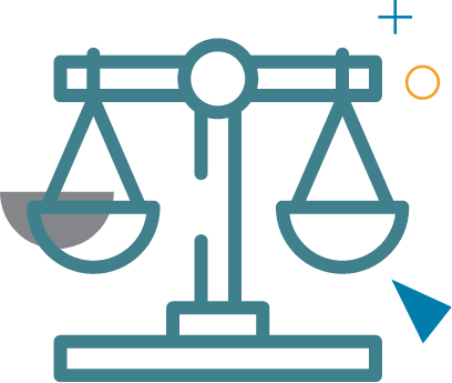 Balance de justice turquoise.